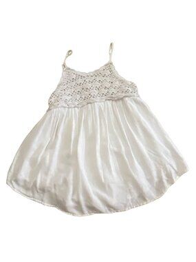 Art Class Girls Flowy Crochet Top Tank Top-White-Size 10/12-GUC